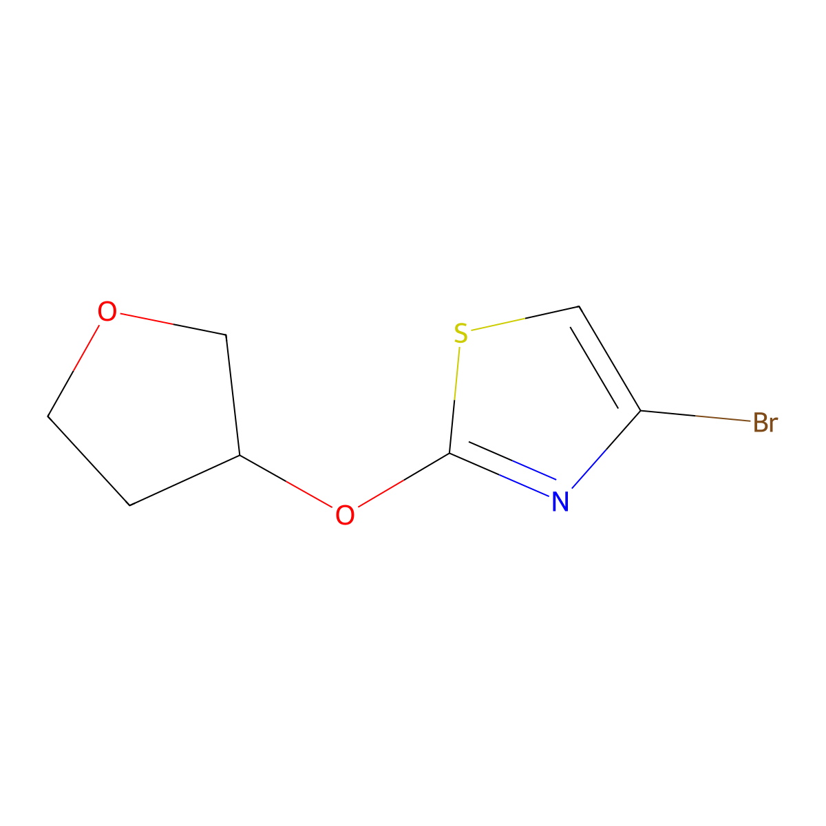 4-Bromo-2-(oxolan-3-yloxy)-1,3-thiazole molecular structure, CAS 1289026-93-2