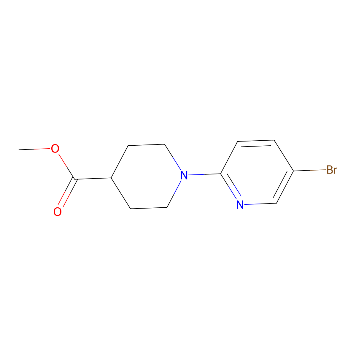 Methyl 1-(5-bromopyridin-2-yl)piperidine-4-carboxylate molecular structure, CAS 1289027-00-4