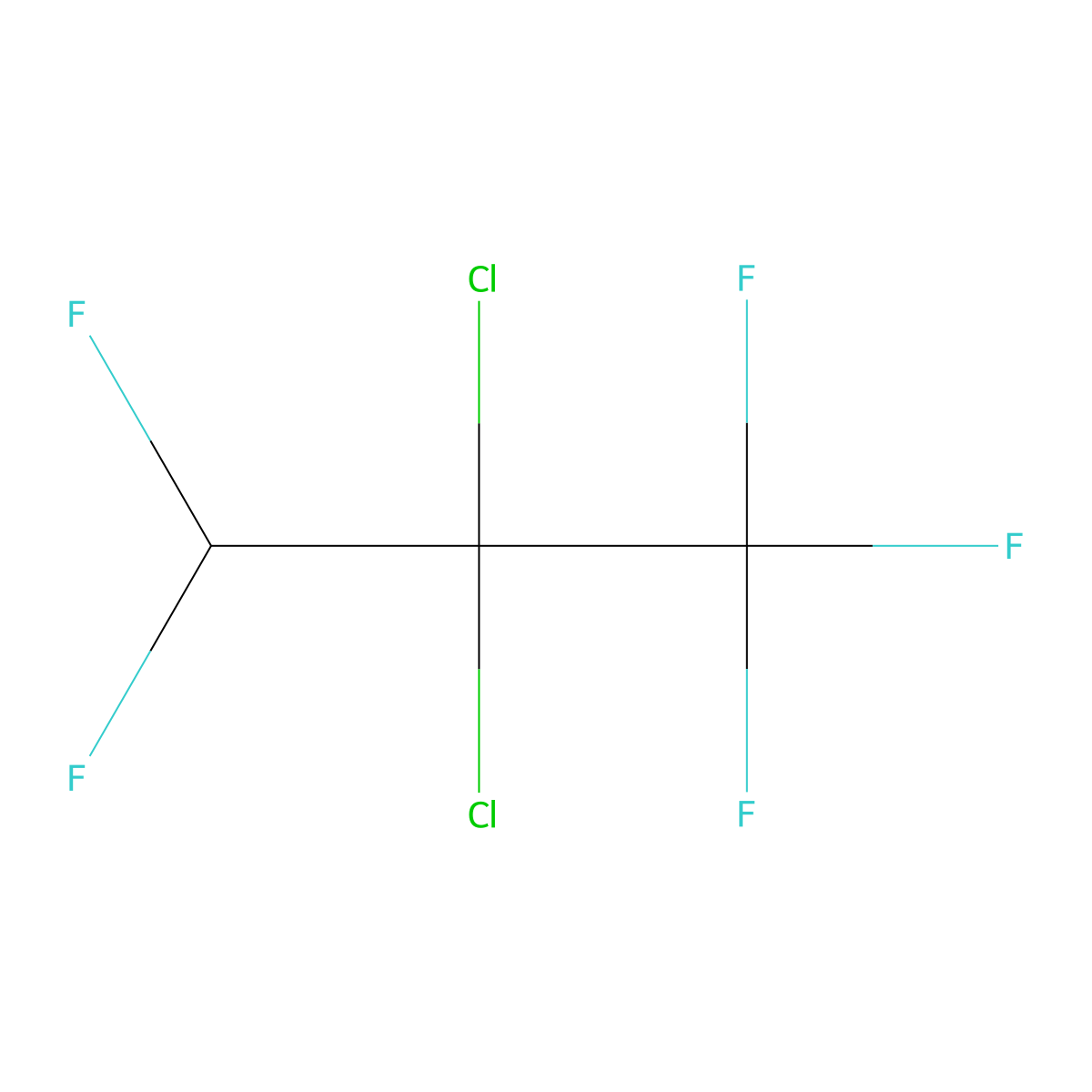 2,2-Dichloro-1,1,1,3,3-pentafluoropropane molecular structure, CAS 128903-21-9