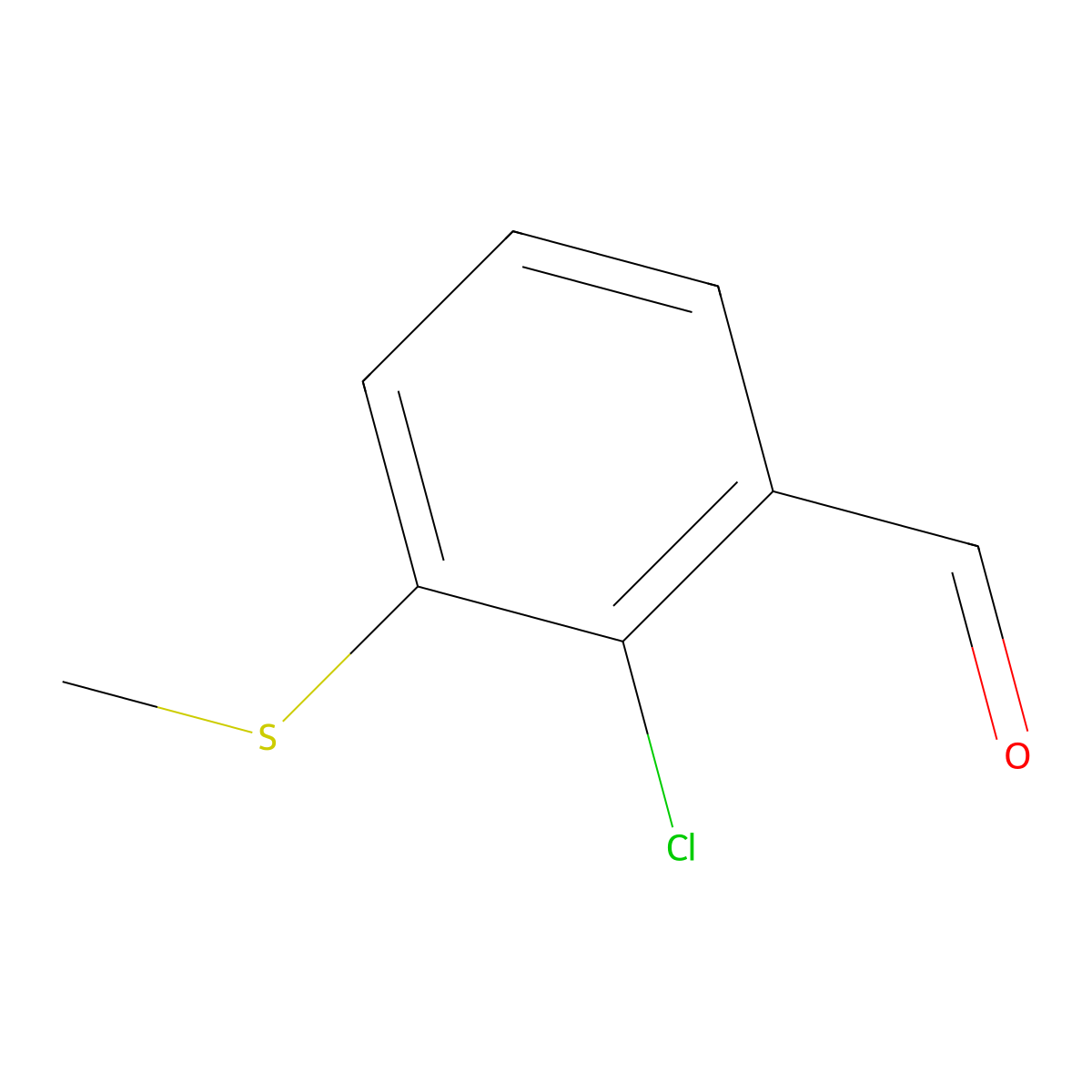 2-Chloro-3-(methylsulfanyl)benzaldehyde molecular structure, CAS 1289033-54-0