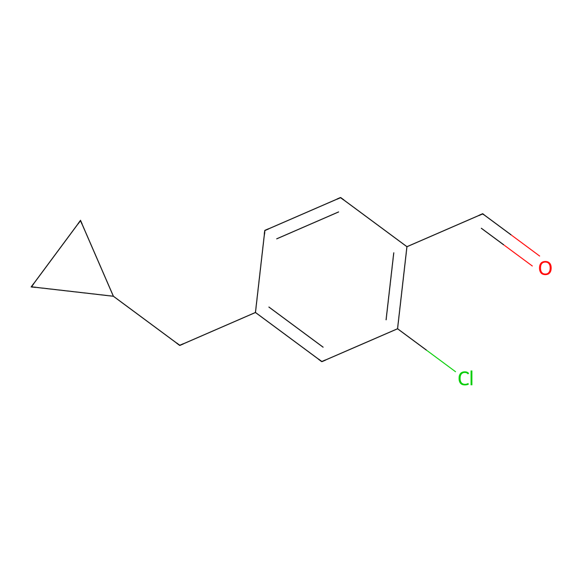 Benzaldehyde, 2-chloro-4-(cyclopropylmethyl)- molecular structure, CAS 1289033-77-7