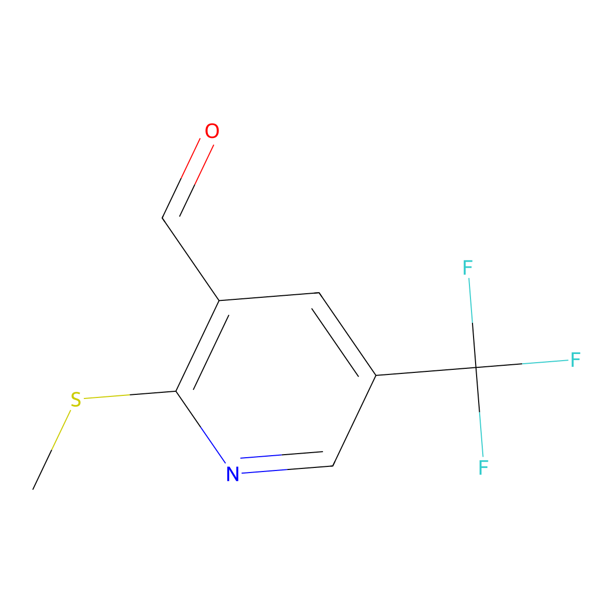 2-(Methylthio)-5-(trifluoromethyl)nicotinaldehyde molecular structure, CAS 1289036-88-9