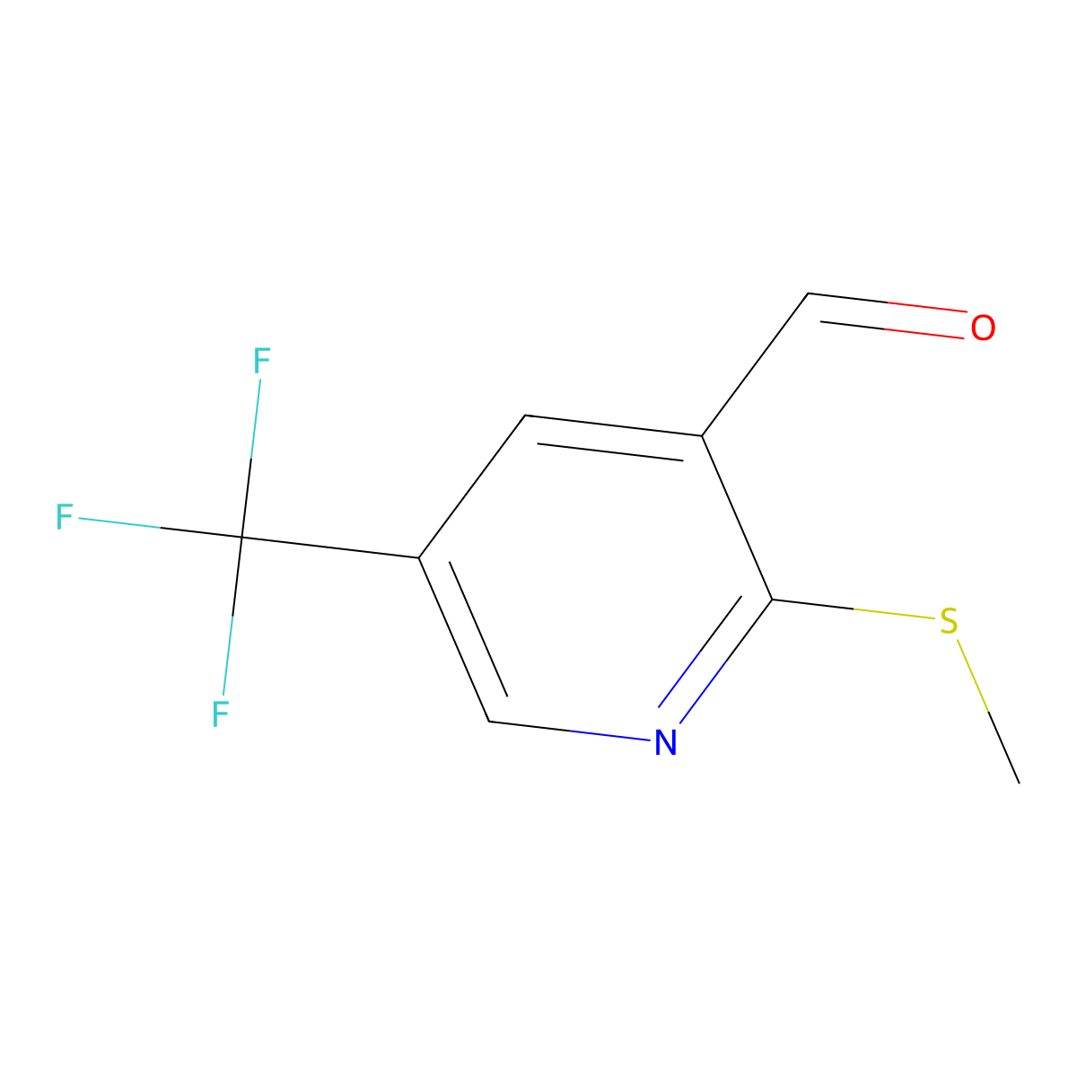 2-(Methylthio)-5-(trifluoromethyl)nicotinaldehyde molecular structure, CAS 1289036-88-9