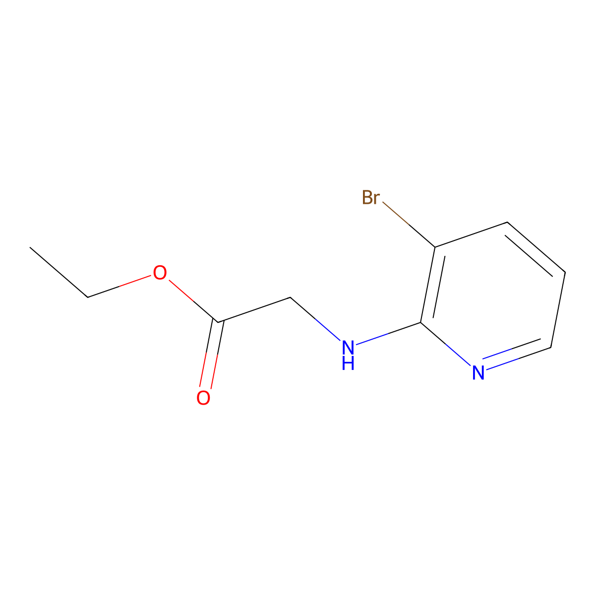 Ethyl 2-[(3-bromopyridin-2-yl)amino]acetate molecular structure, CAS 1289041-10-6