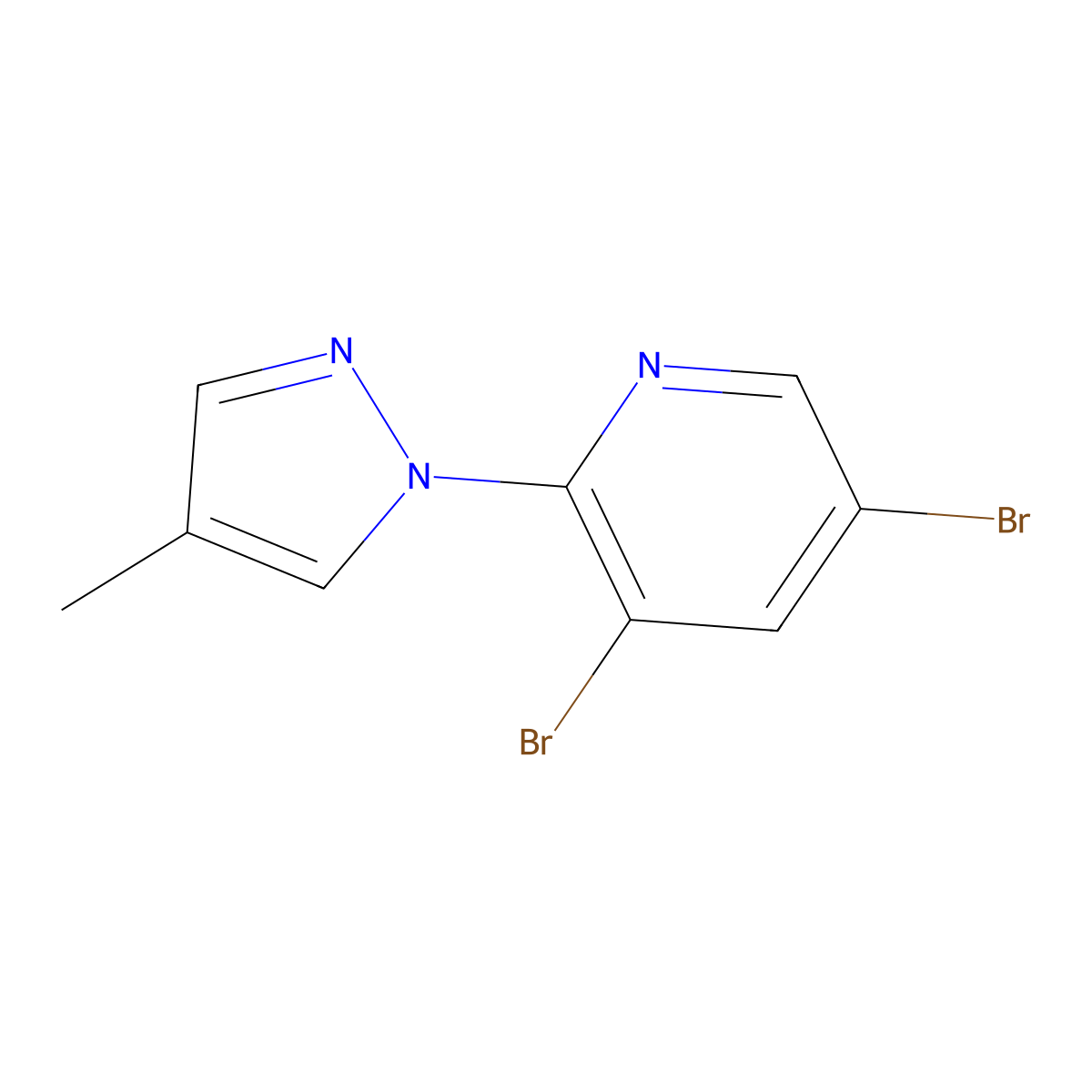 3,5-Dibromo-2-(4-methyl-1H-pyrazol-1-yl)pyridine molecular structure, CAS 1289041-80-0
