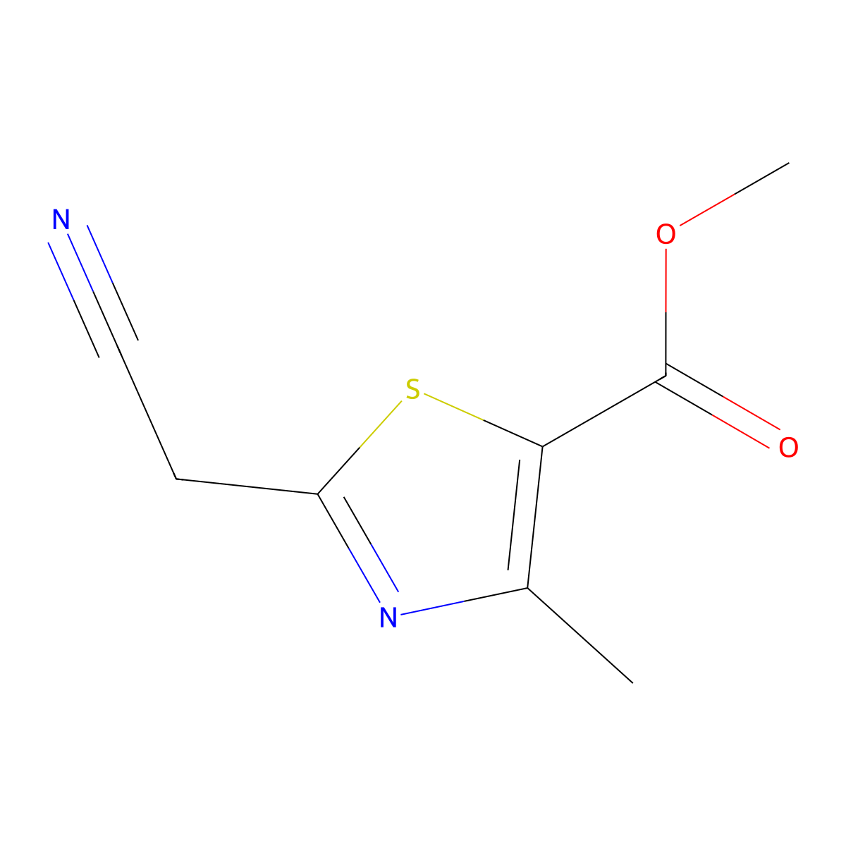Methyl2-(cyanomethyl)-4-methylthiazole-5-carboxylate molecular structure, CAS 1289042-29-0