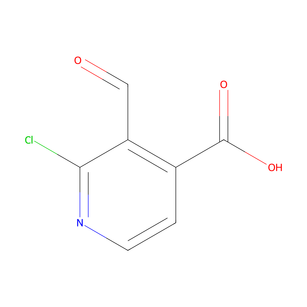 2-Chloro-3-formylpyridine-4-carboxylic acid molecular structure, CAS 1289042-45-0