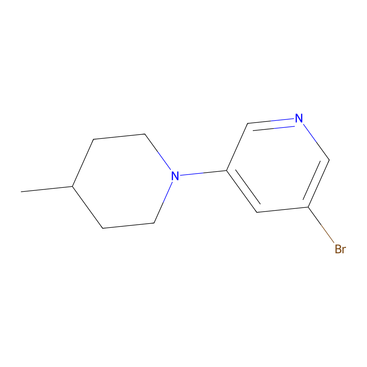 3-Bromo-5-(4-methylpiperidin-1-yl)pyridine molecular structure, CAS 1289048-18-5