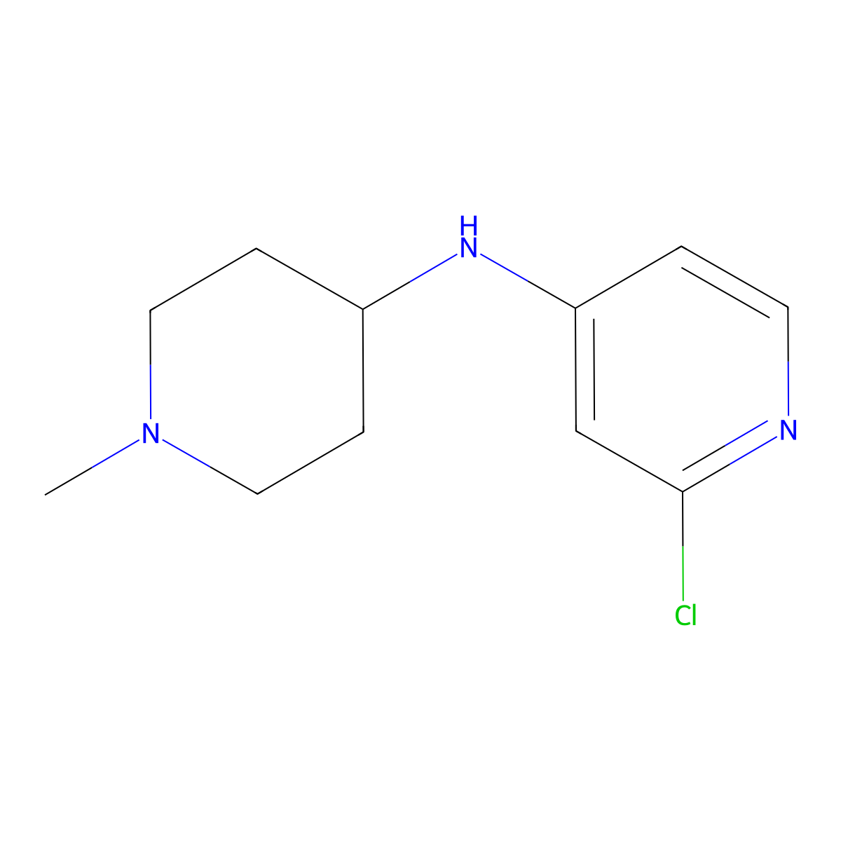 2-chloro-N-(1-methylpiperidin-4-yl)pyridin-4-amine molecular structure, CAS 1289050-55-0