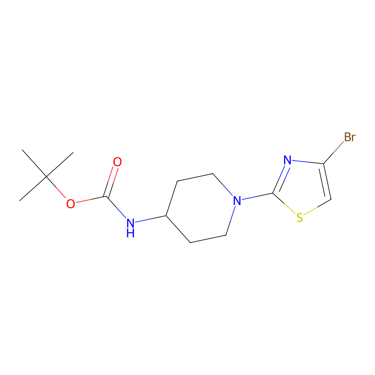 Tert-butyl (1-(4-bromothiazol-2-yl)piperidin-4-yl)carbamate molecular structure, CAS 1289050-83-4