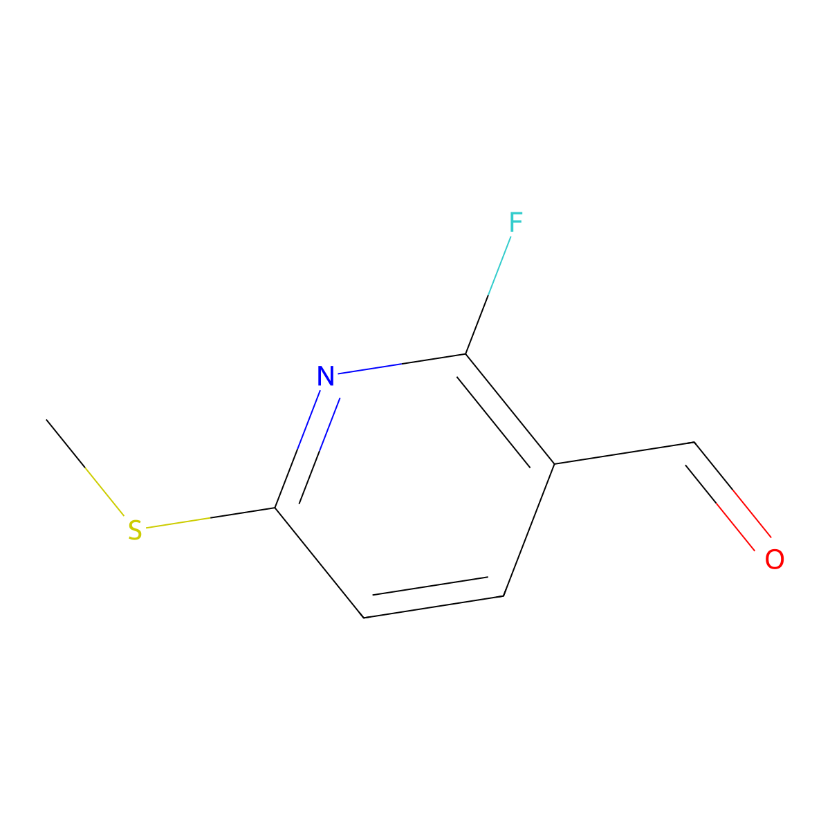 2-Fluoro-6-(methylthio)nicotinaldehyde molecular structure, CAS 1289054-40-5