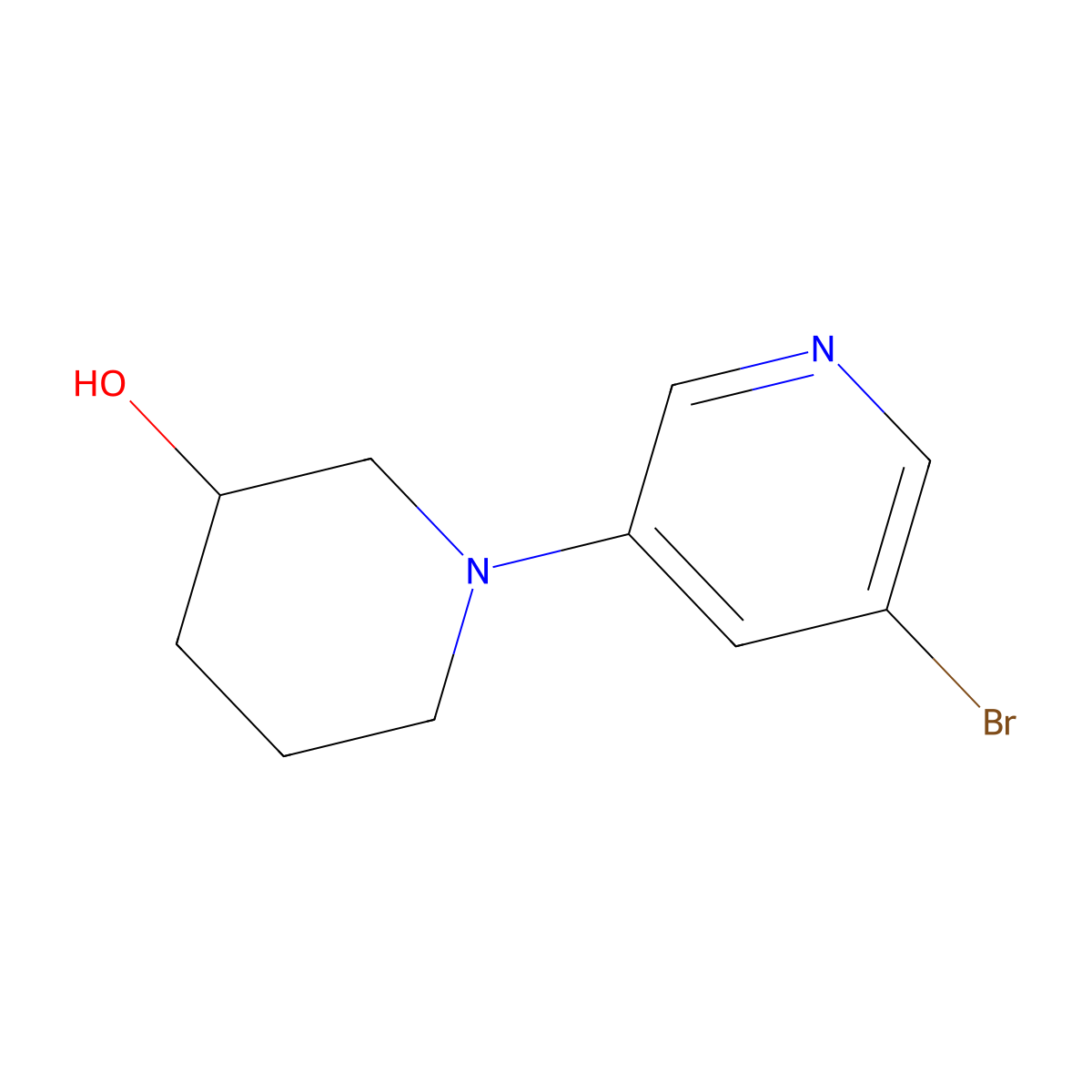1-(3-Bromopyridin-5-YL)piperidin-3-OL molecular structure, CAS 1289056-79-6