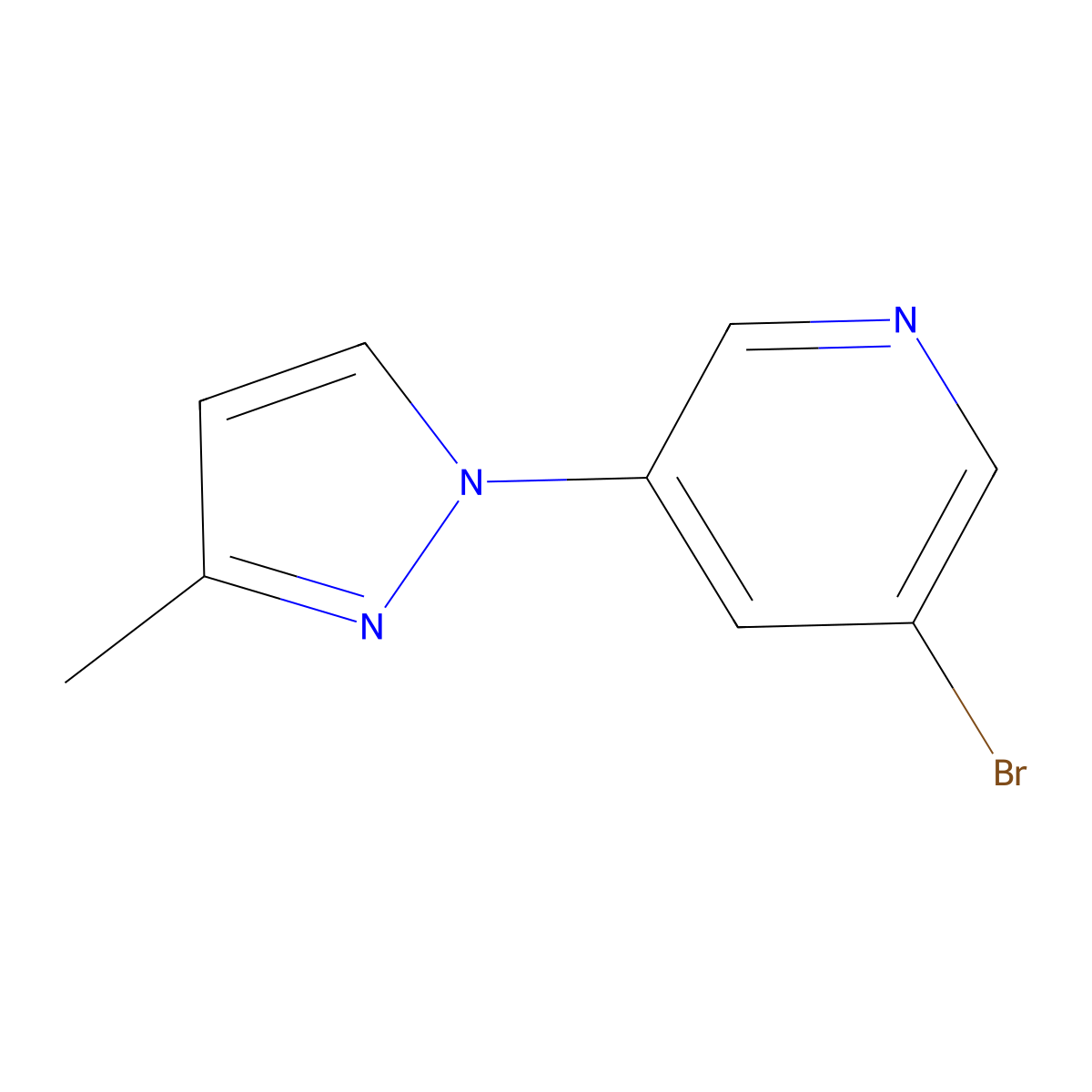 3-Bromo-5-(3-methyl-1H-pyrazol-1-yl)pyridine molecular structure, CAS 1289056-94-5