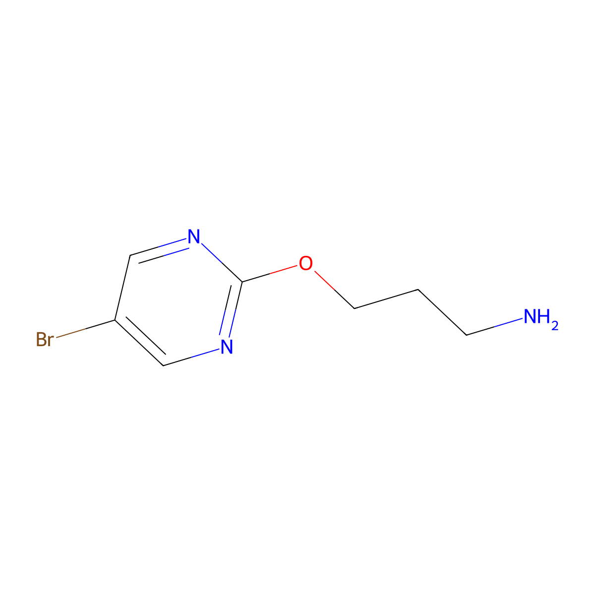 3-((5-Bromopyrimidin-2-yl)oxy)propan-1-amine molecular structure, CAS 1289057-63-1