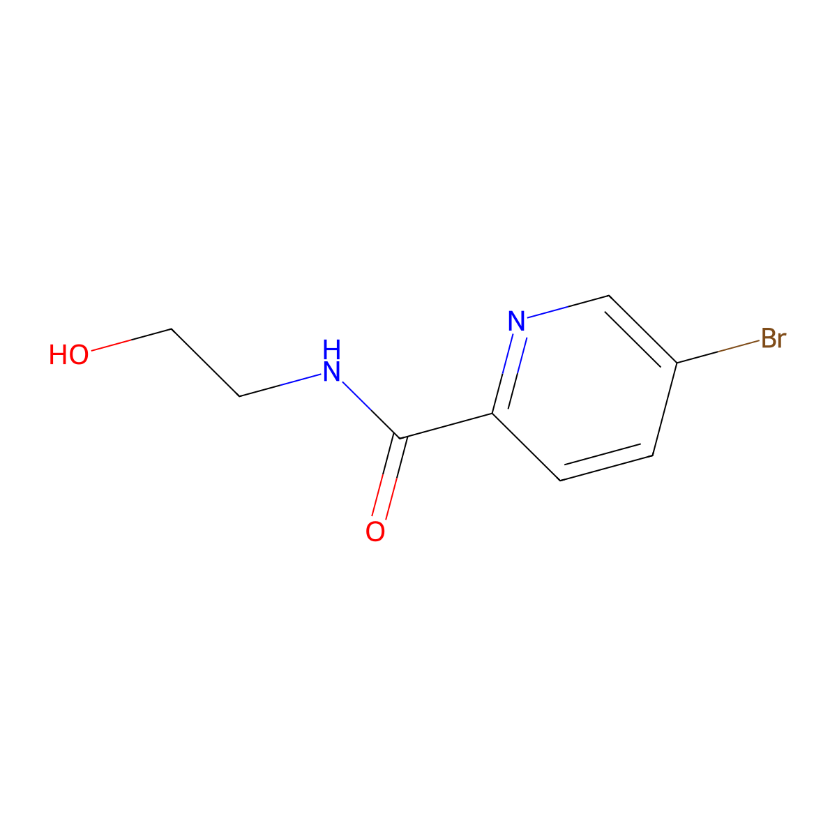 5-bromo-N-(2-hydroxyethyl)pyridine-2-carboxamide molecular structure, CAS 1289059-55-7