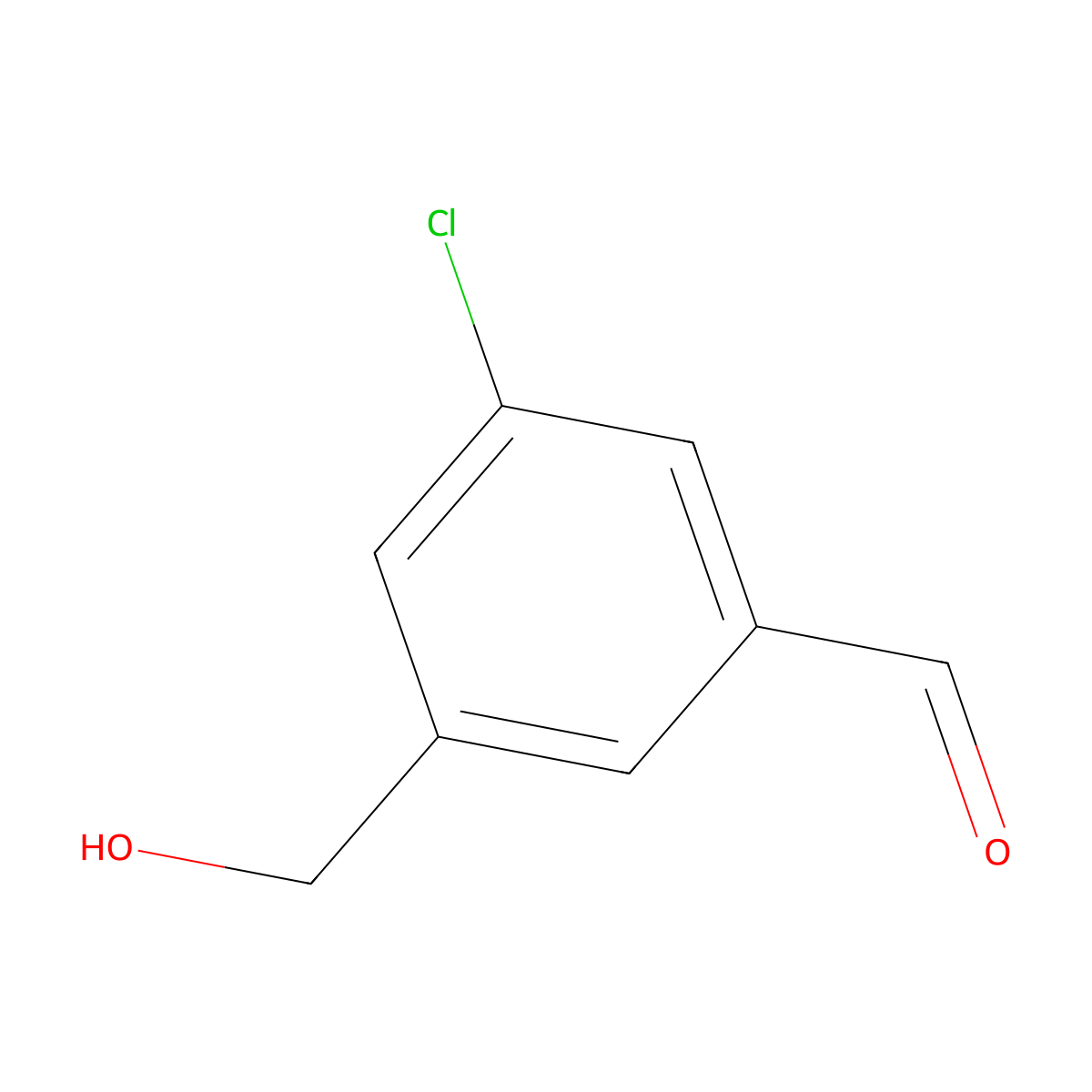 3-Chloro-5-(hydroxymethyl)benzaldehyde molecular structure, CAS 1289062-81-2