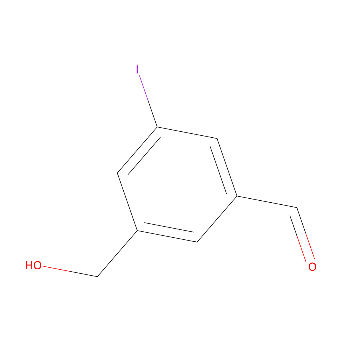 3-(Hydroxymethyl)-5-iodobenzaldehyde molecular structure, CAS 1289064-29-4