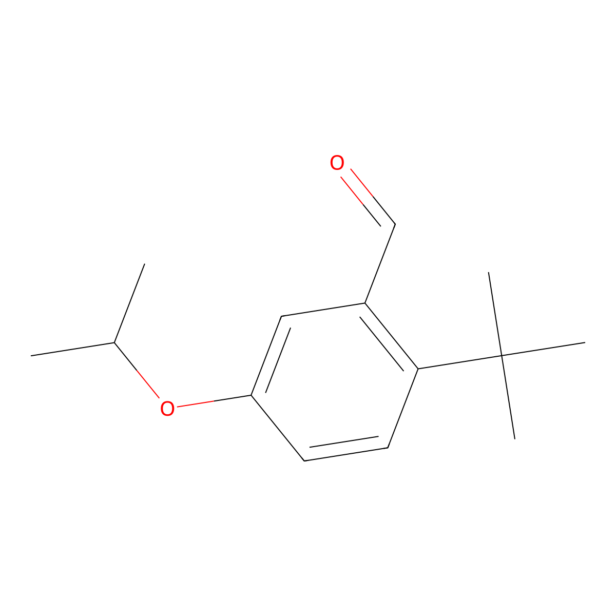 Benzaldehyde, 2-(1,1-dimethylethyl)-5-(1-methylethoxy)- molecular structure, CAS 1289067-47-5
