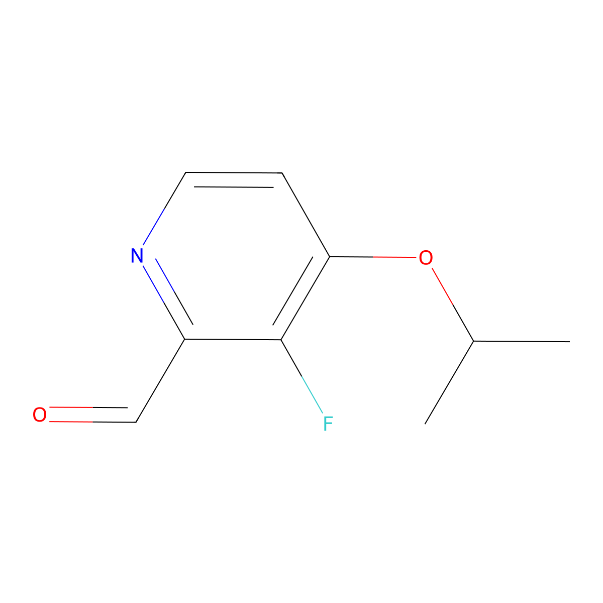 2-Pyridinecarboxaldehyde, 3-fluoro-4-(1-methylethoxy)- molecular structure, CAS 1289070-08-1