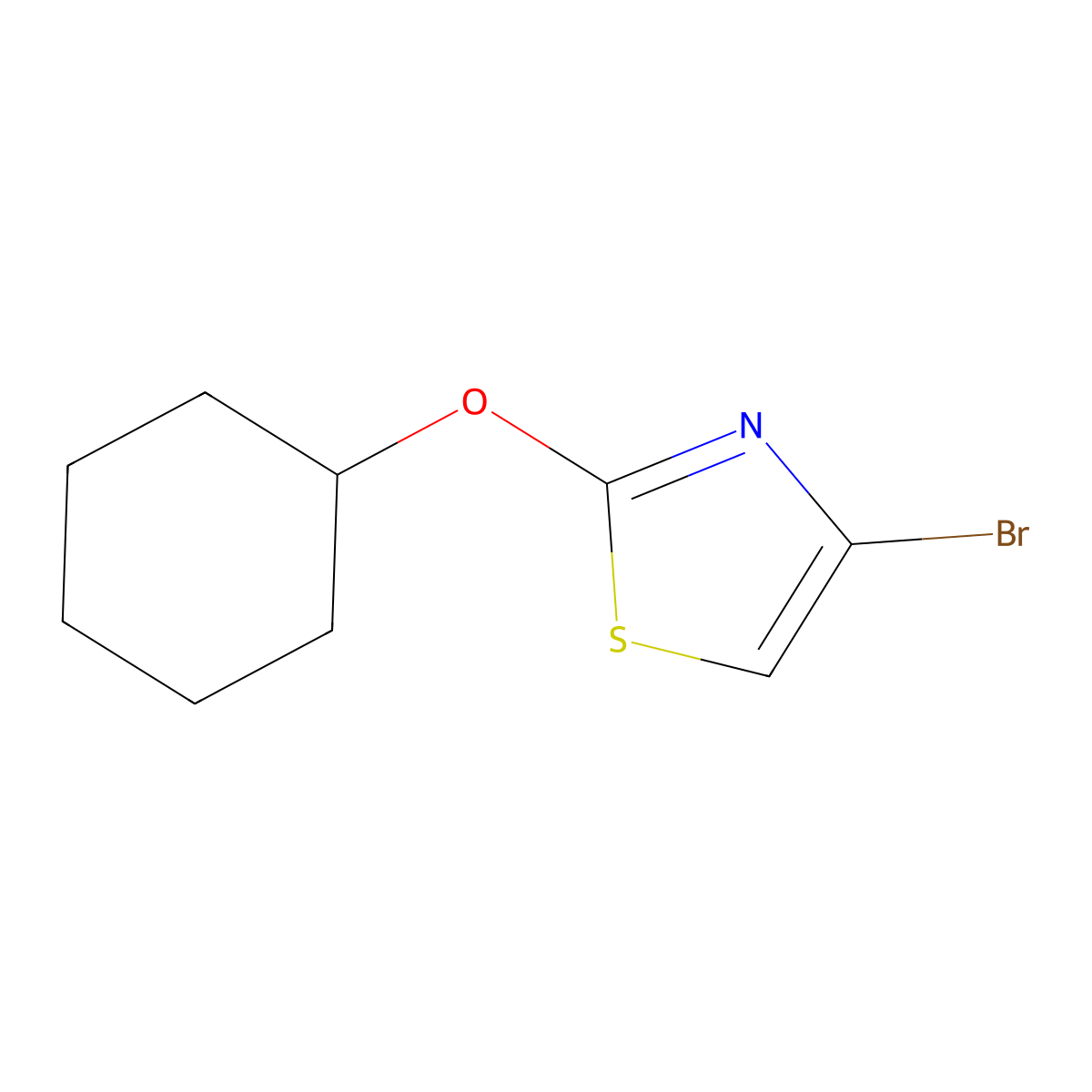 4-Bromo-2-(cyclohexyloxy)thiazole molecular structure, CAS 1289078-14-3