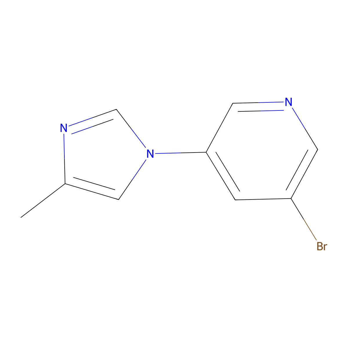 3-bromo-5-(4-methyl-1H-imidazol-1-yl)pyridine molecular structure, CAS 1289078-51-8