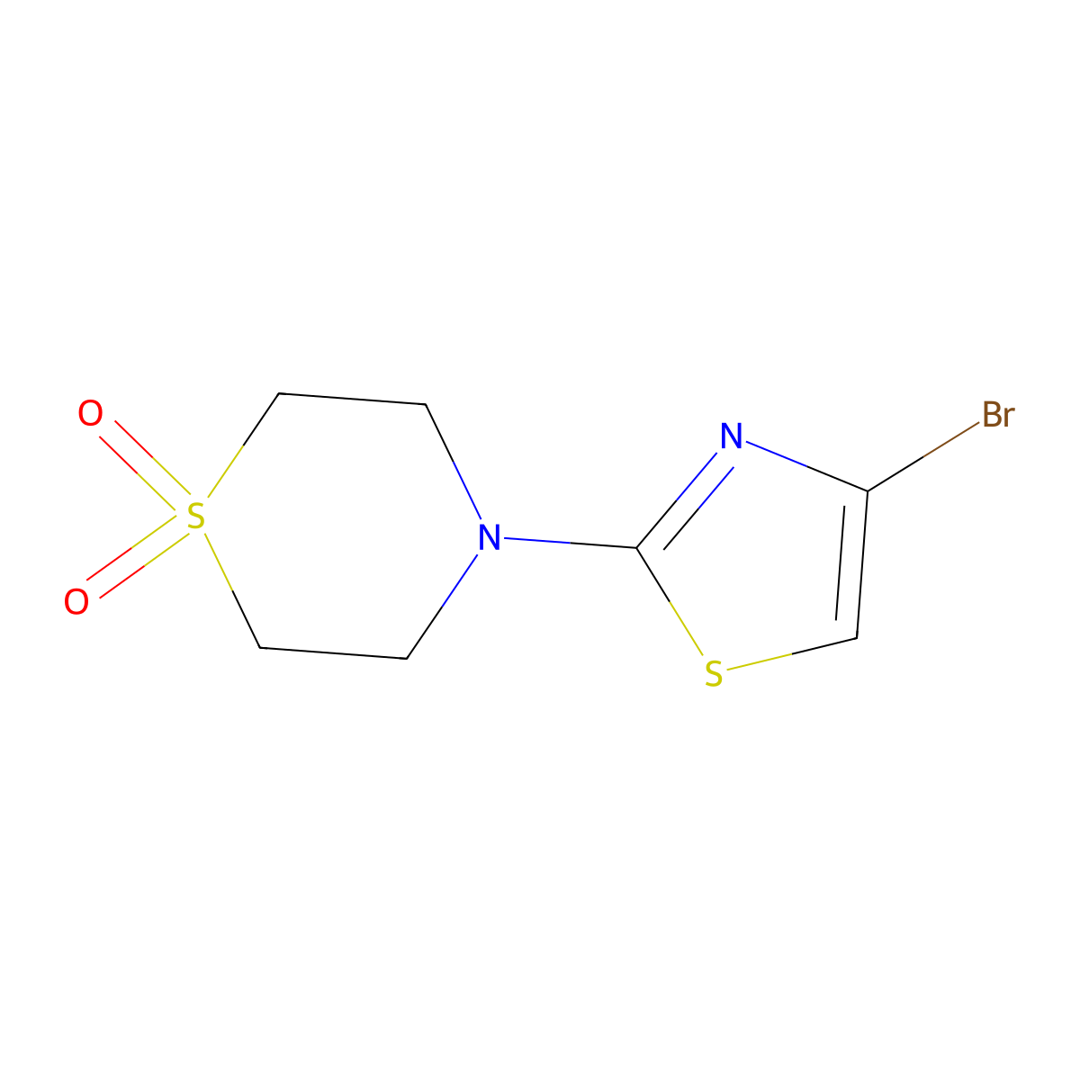 4-(4-Bromothiazol-2-yl)thiomorpholine 1,1-dioxide molecular structure, CAS 1289078-60-9