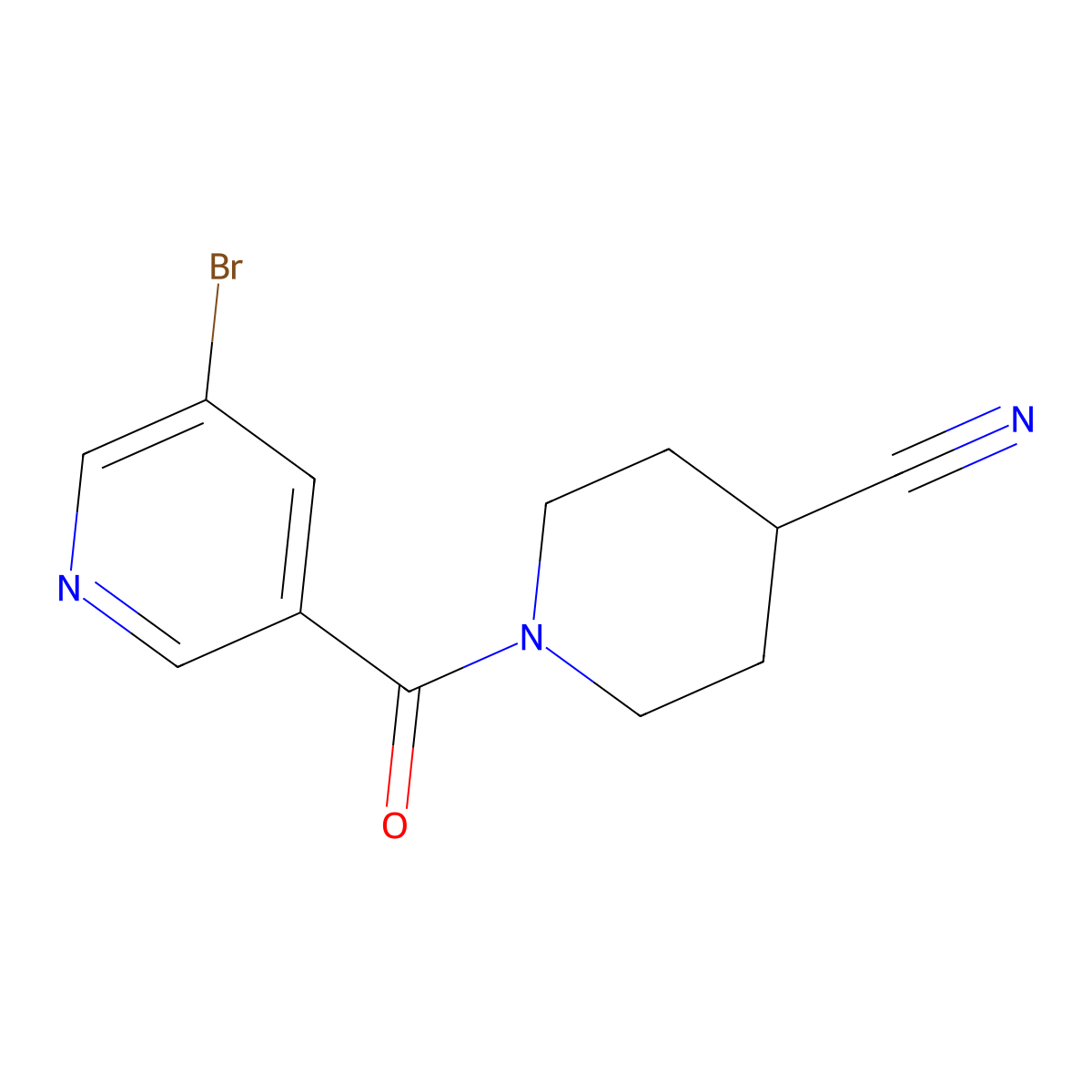 1-(5-Bromopyridine-3-carbonyl)piperidine-4-carbonitrile molecular structure, CAS 1289079-75-9