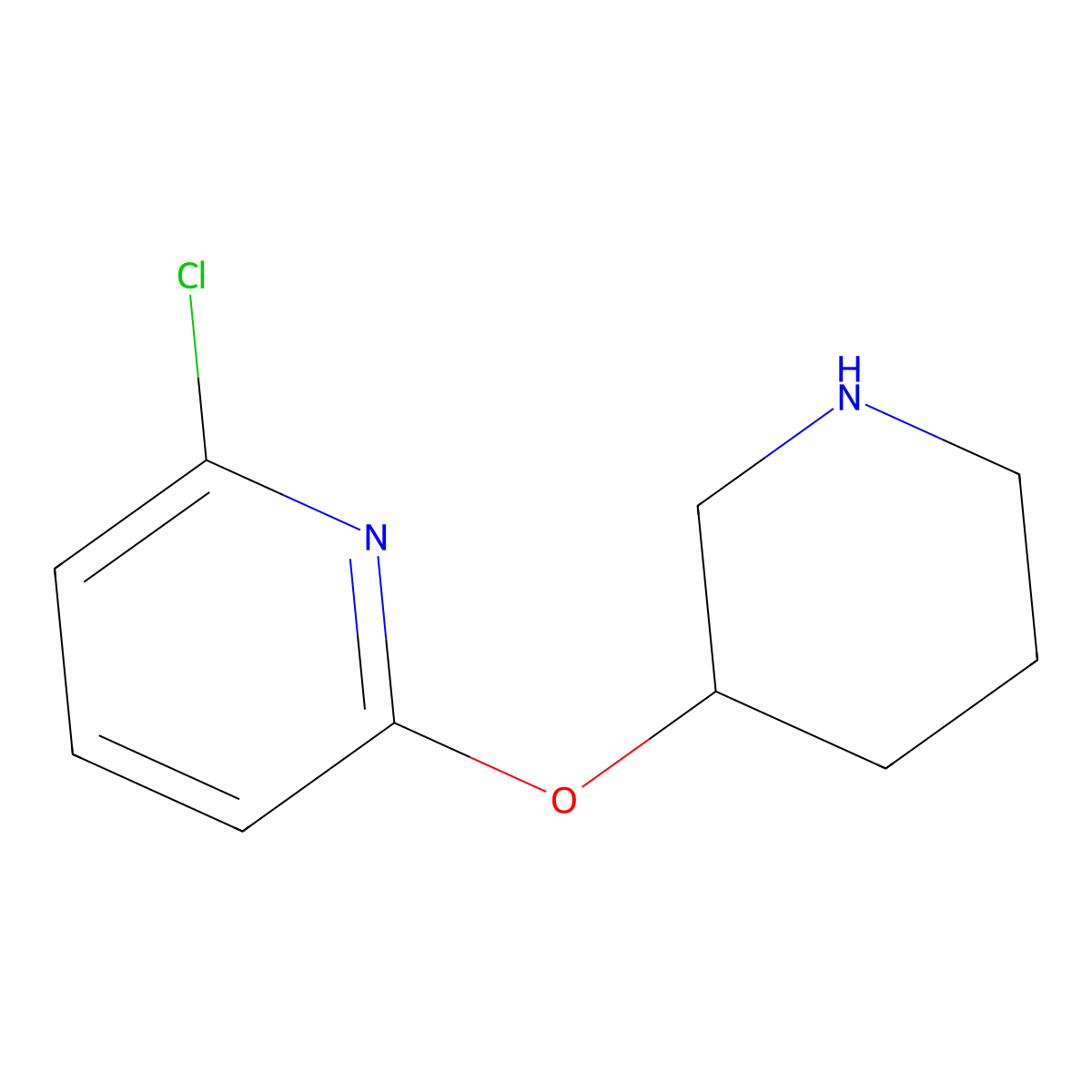 2-Chloro-6-(piperidin-3-yloxy)pyridine molecular structure, CAS 1289082-12-7