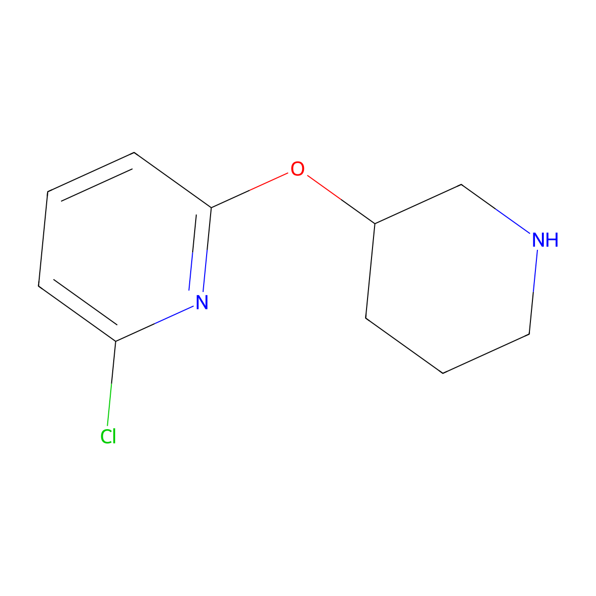 2-Chloro-6-(piperidin-3-yloxy)pyridine molecular structure, CAS 1289082-12-7