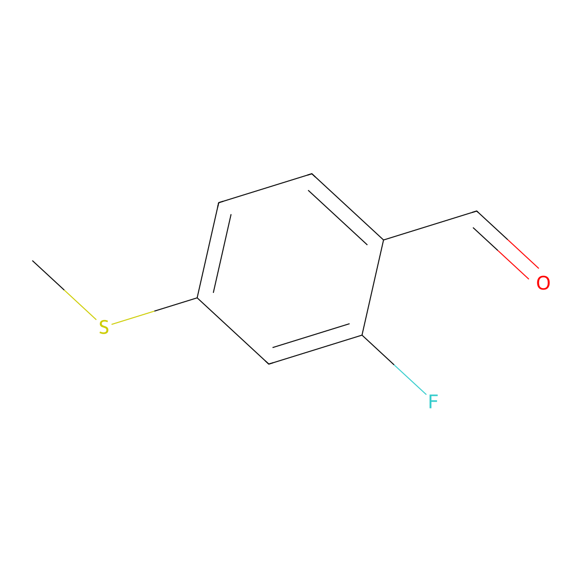 2-Fluoro-4-(methylthio)benzaldehyde molecular structure, CAS 1289084-81-6