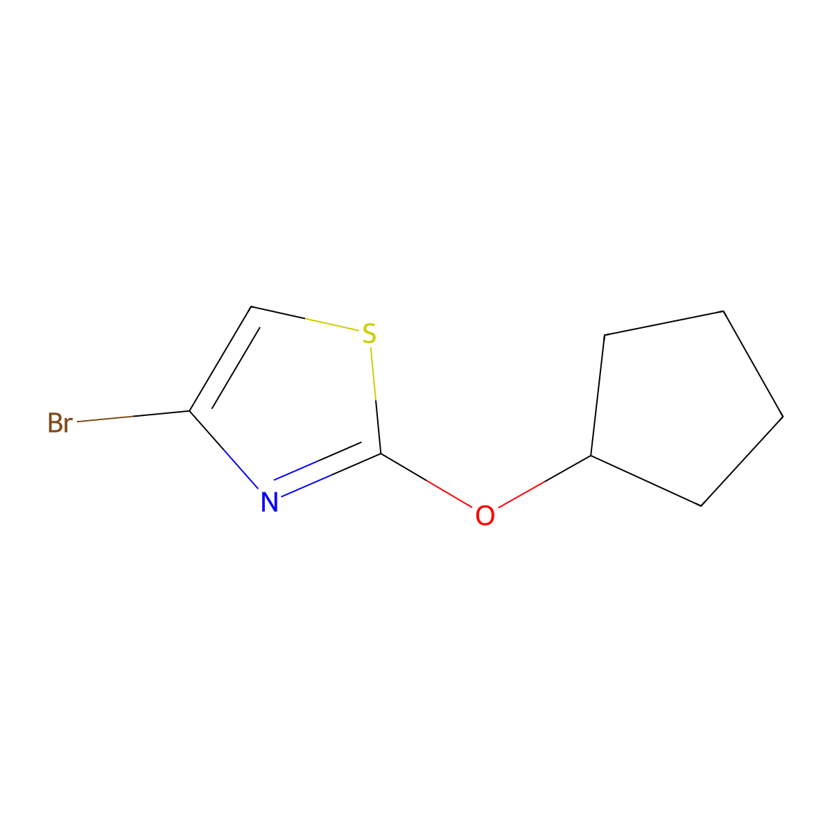4-Bromo-2-(cyclopentoxy)thiazole molecular structure, CAS 1289092-17-6