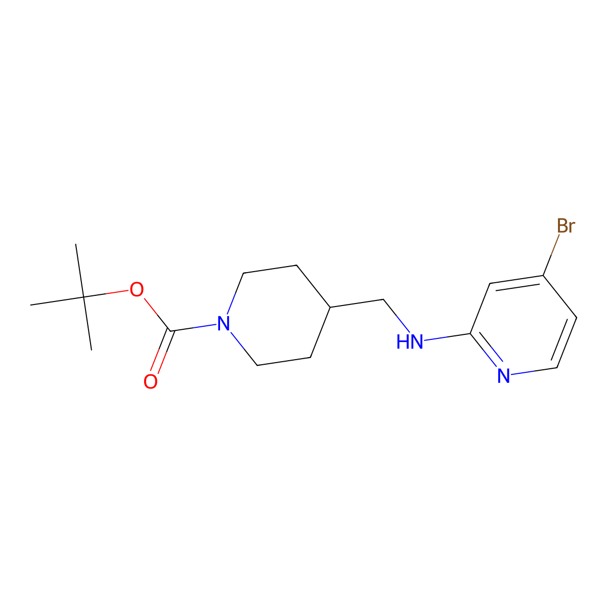 tert-Butyl 4-(((4-bromopyridin-2-yl)amino)methyl)piperidine-1-carboxylate molecular structure, CAS 1289093-05-5