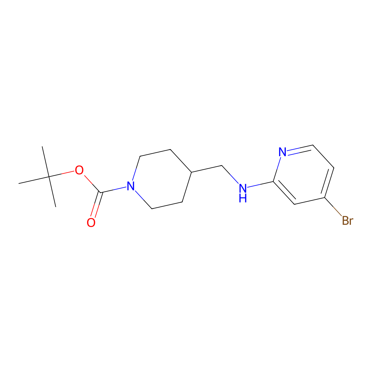 tert-Butyl 4-(((4-bromopyridin-2-yl)amino)methyl)piperidine-1-carboxylate molecular structure, CAS 1289093-05-5
