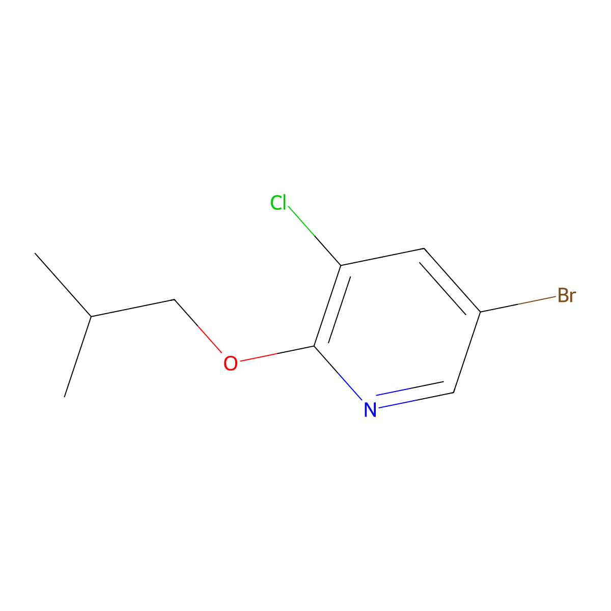 5-Bromo-3-chloro-2-isobutoxypyridine molecular structure, CAS 1289093-31-7