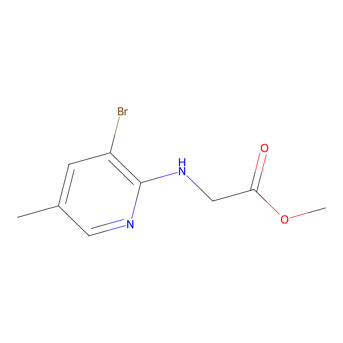 Methyl 2-[(3-bromo-5-methylpyridin-2-yl)amino]acetate molecular structure, CAS 1289097-37-5