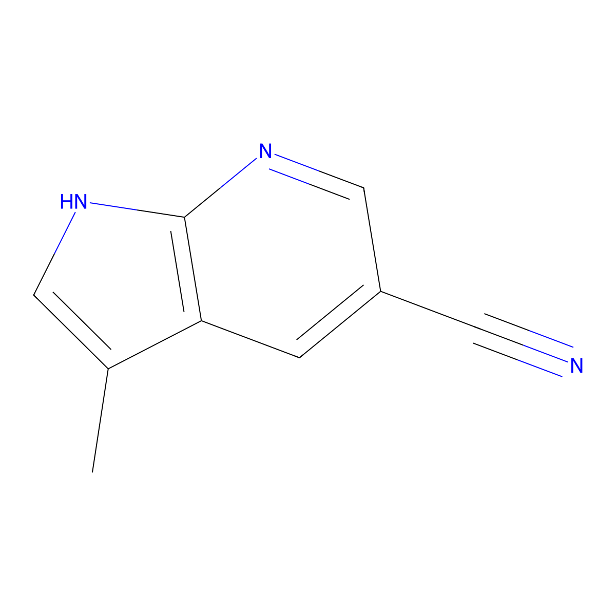 3-methyl-1H-pyrrolo[2,3-b]pyridine-5-carbonitrile molecular structure, CAS 1289104-89-7