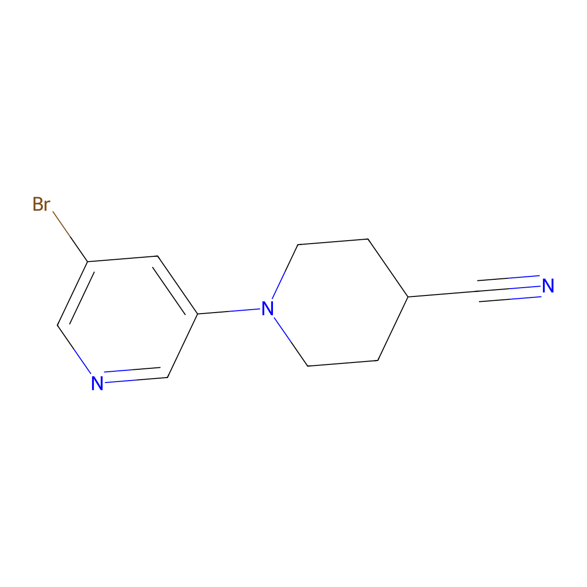 1-(5-Bromopyridin-3-yl)piperidine-4-carbonitrile molecular structure, CAS 1289110-84-4