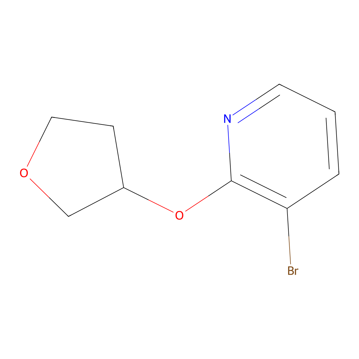 3-Bromo-2-((tetrahydrofuran-3-yl)oxy)pyridine molecular structure, CAS 1289111-03-0