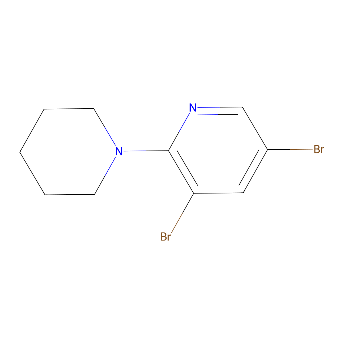 3,5-Dibromo-2-(piperidin-1-yl)pyridine molecular structure, CAS 1289111-28-9
