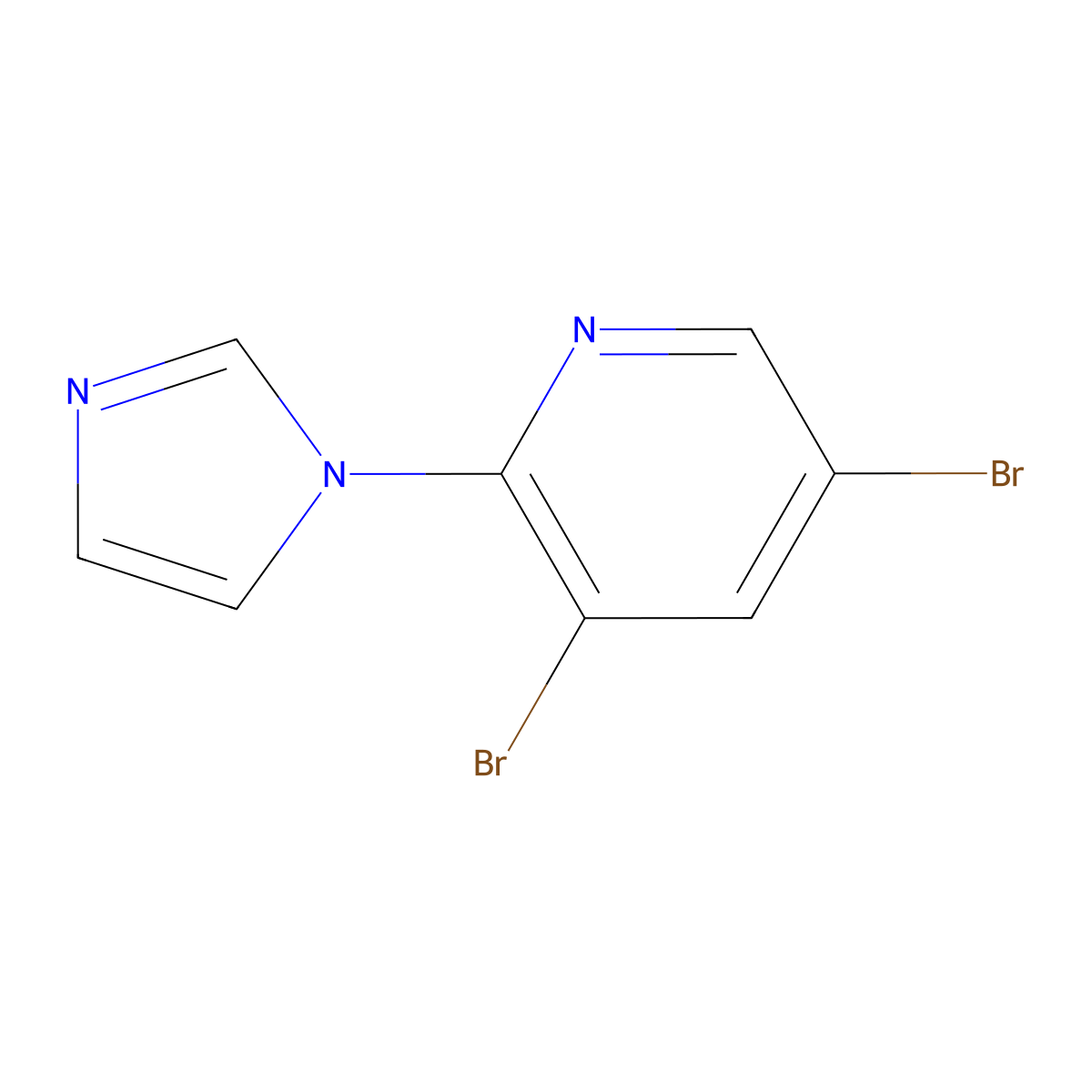 3,5-Dibromo-2-(imidazol-1-yl)pyridine molecular structure, CAS 1289111-36-9