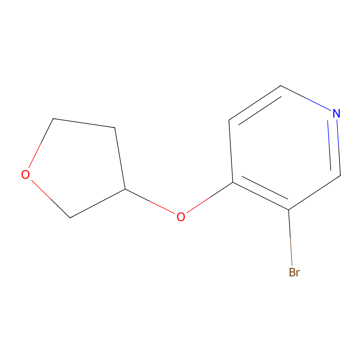 3-Bromo-4-(oxolan-3-yloxy)pyridine molecular structure, CAS 1289111-37-0