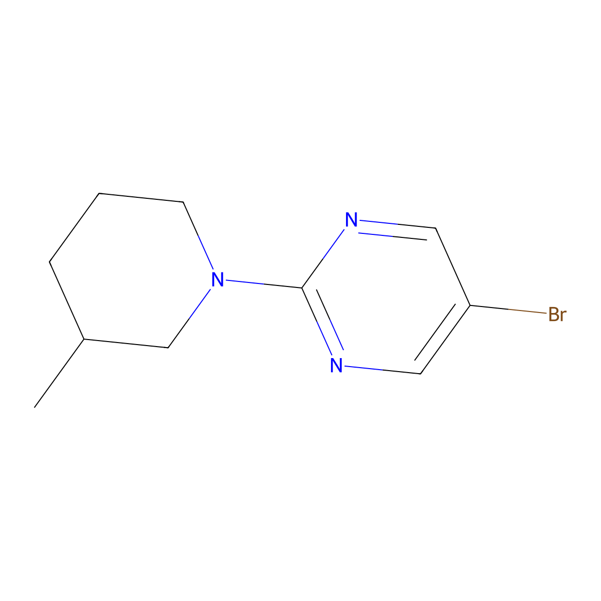 5-Bromo-2-(3-methylpiperidin-1-yl)pyrimidine molecular structure, CAS 1289111-78-9