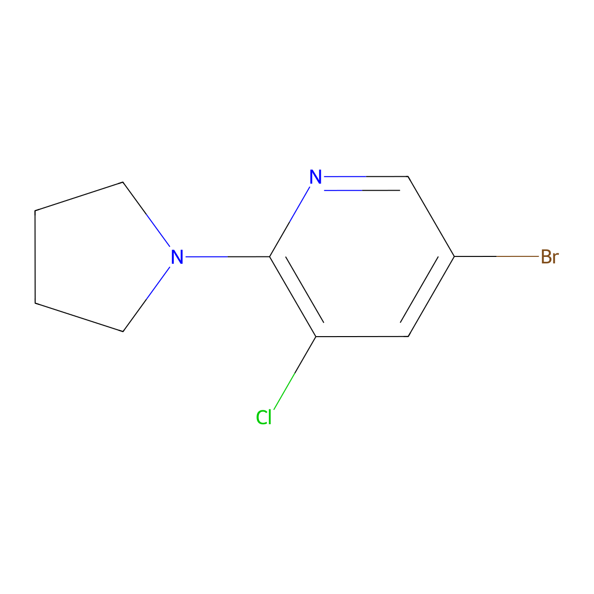 5-Bromo-3-chloro-2-(pyrrolidin-1-yl)pyridine molecular structure, CAS 1289112-68-0