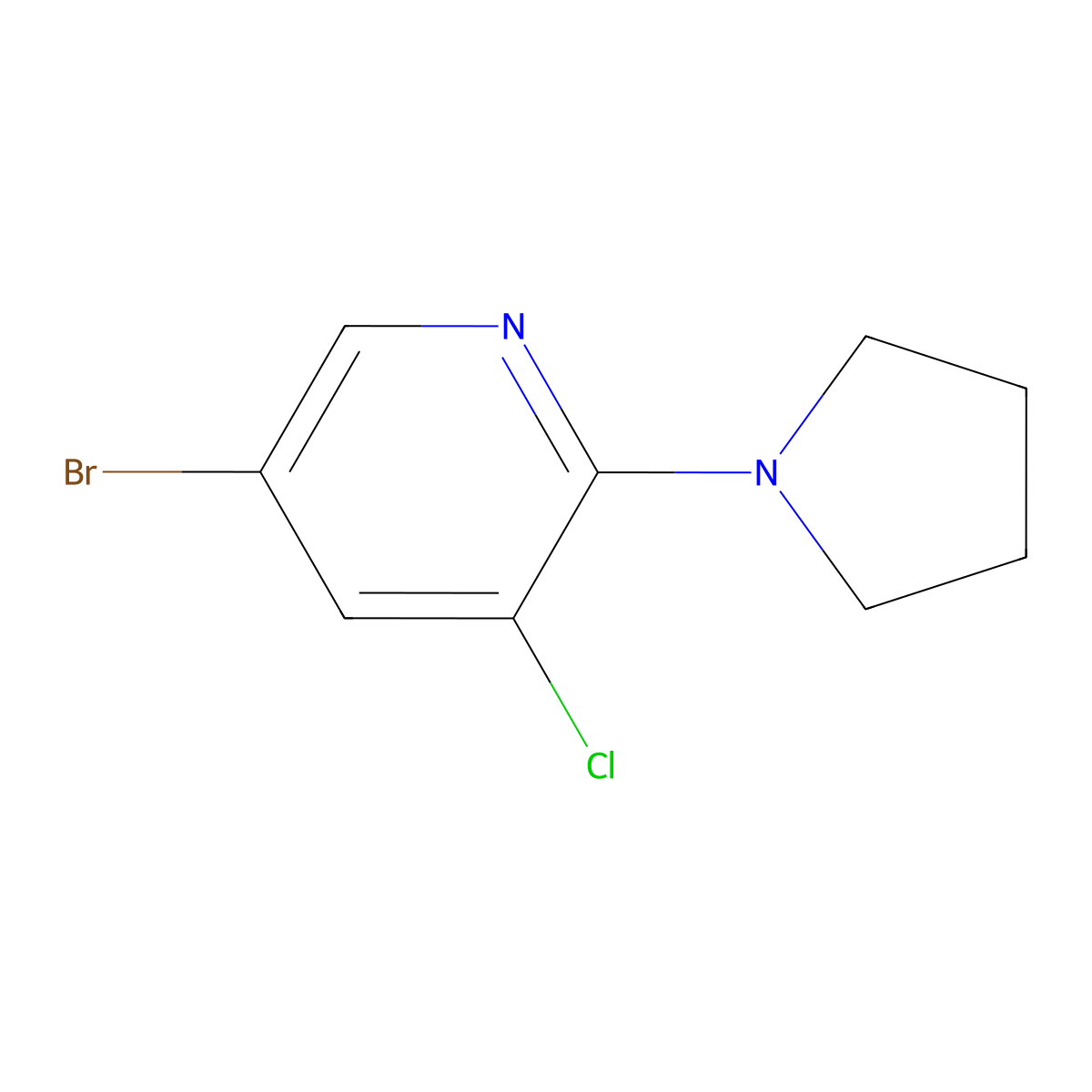 5-Bromo-3-chloro-2-(pyrrolidin-1-yl)pyridine molecular structure, CAS 1289112-68-0