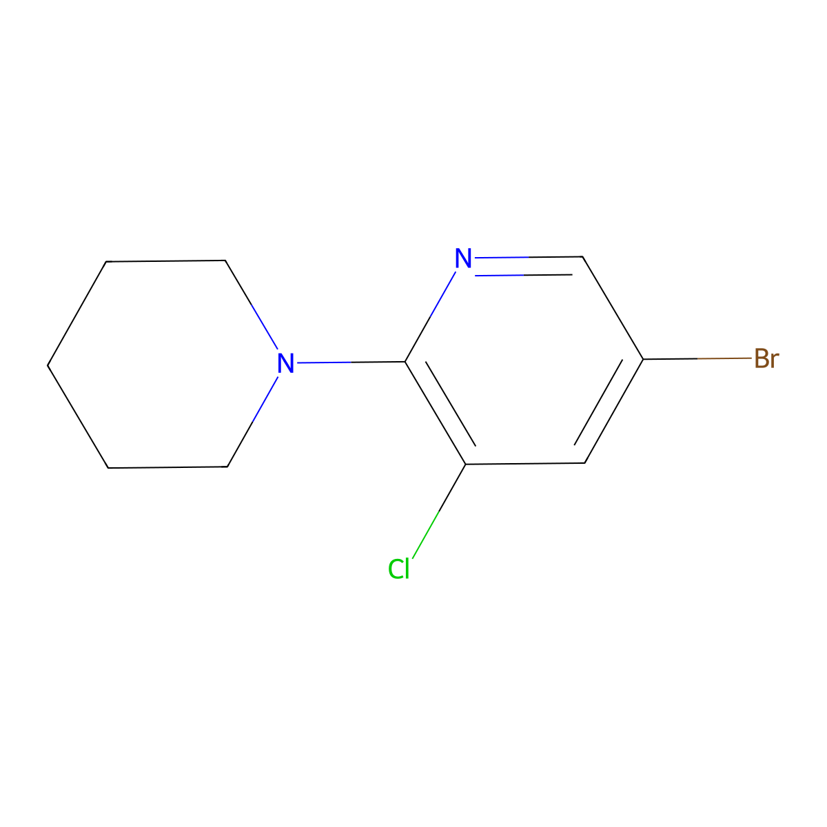 5-Bromo-3-chloro-2-(piperidin-1-yl)pyridine molecular structure, CAS 1289112-85-1