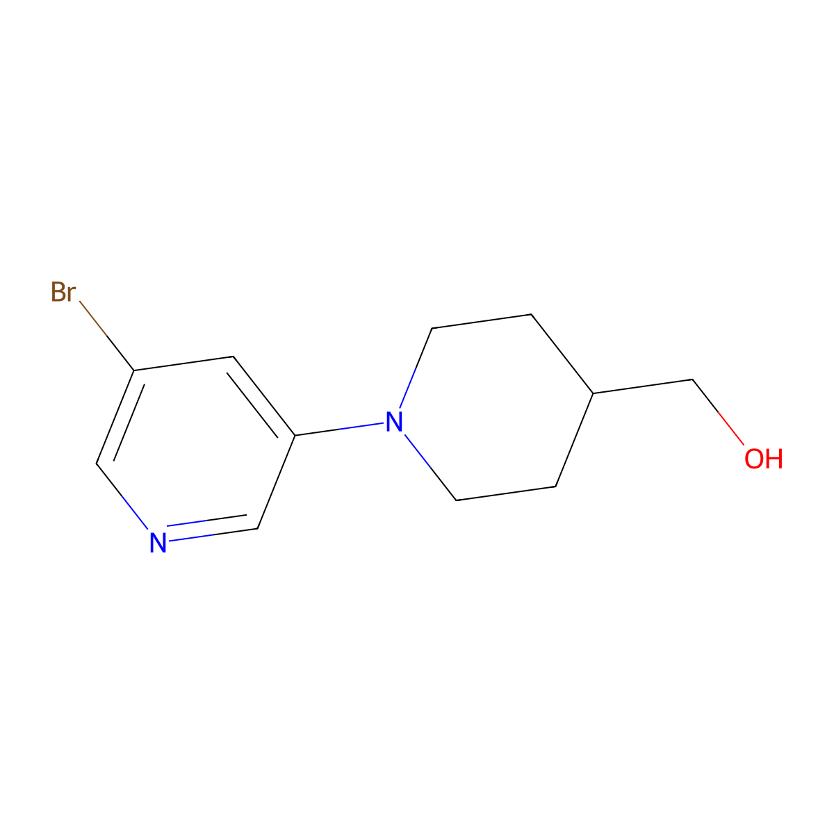(1-(5-Bromopyridin-3-yl)piperidin-4-yl)methanol molecular structure, CAS 1289122-77-5