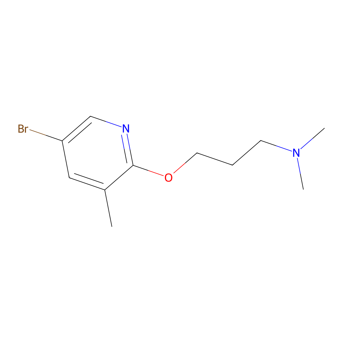 (3-((5-Bromo-3-methylpyridin-2-yl)oxy)propyl)dimethylamine molecular structure, CAS 1289123-18-7