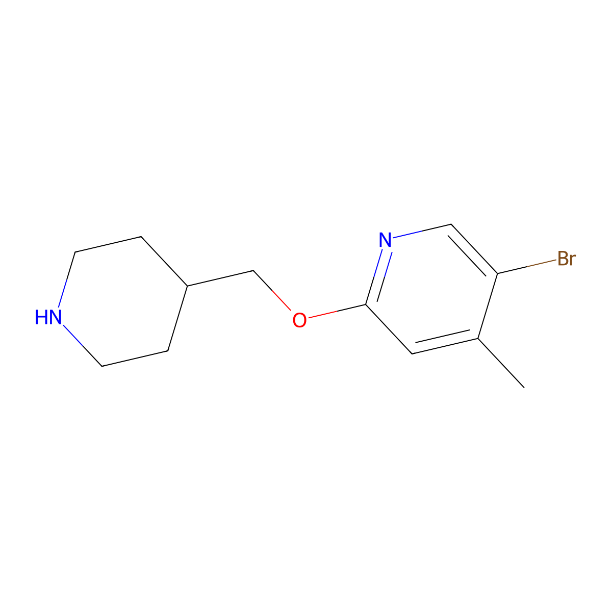 5-Bromo-4-methyl-2-[(piperidin-4-yl)methoxy]pyridine molecular structure, CAS 1289131-70-9