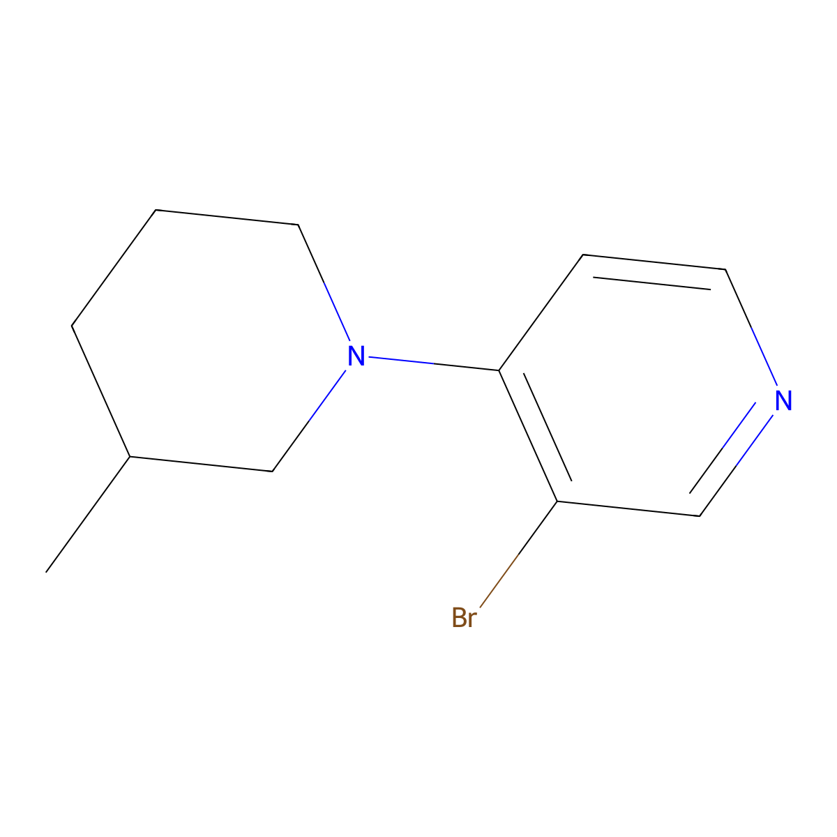 3-Bromo-4-(3-methylpiperidin-1-yl)pyridine molecular structure, CAS 1289131-92-5
