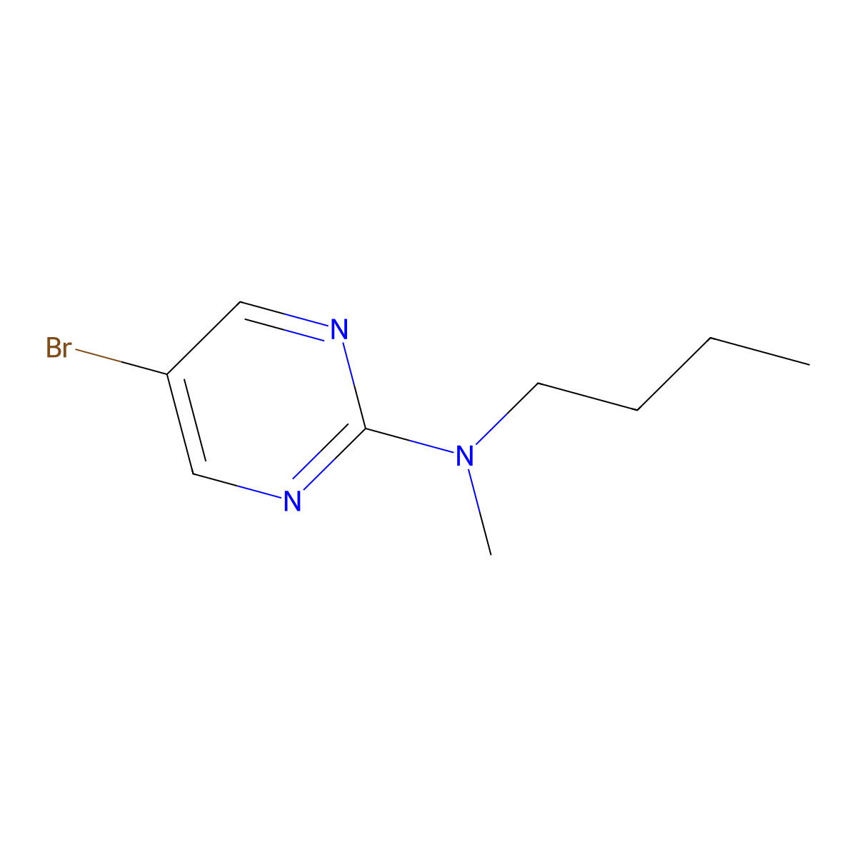 5-bromo-N-butyl-N-methylpyrimidin-2-amine molecular structure, CAS 1289132-02-0